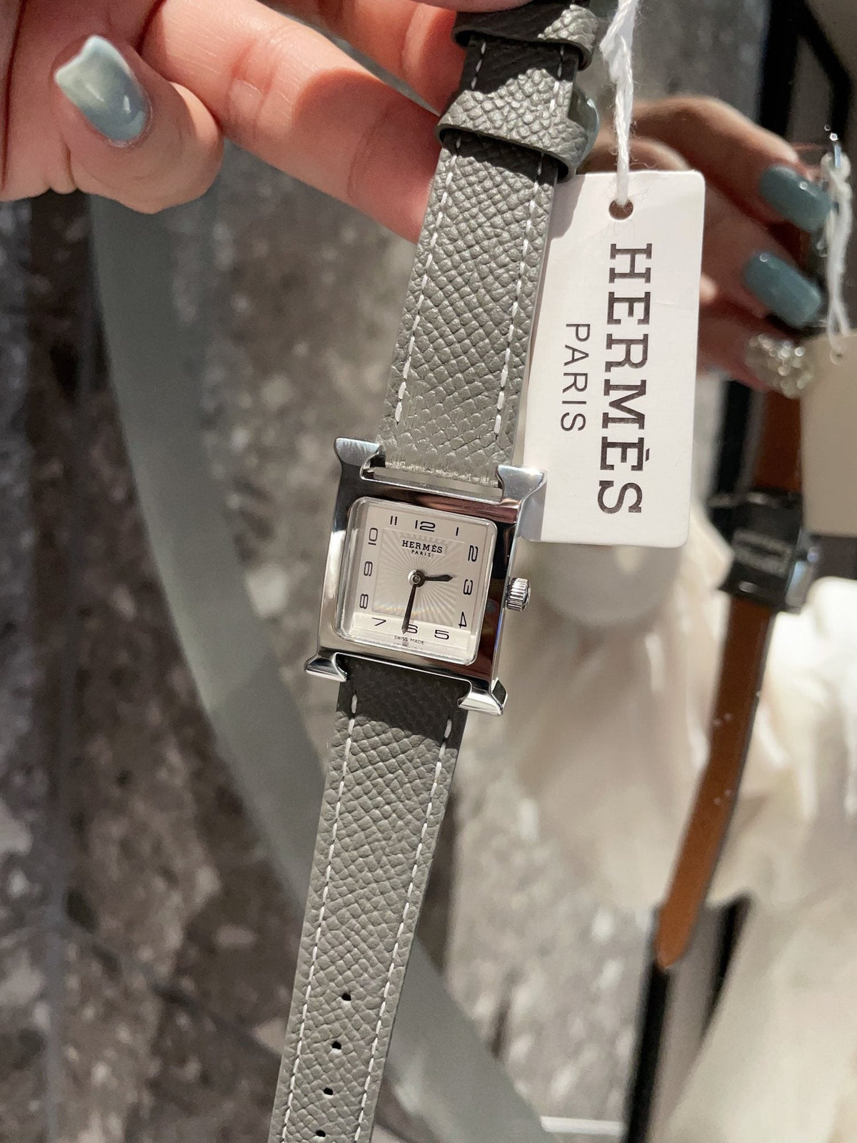 Hermès Silver White Dial Strap Watch — hero
